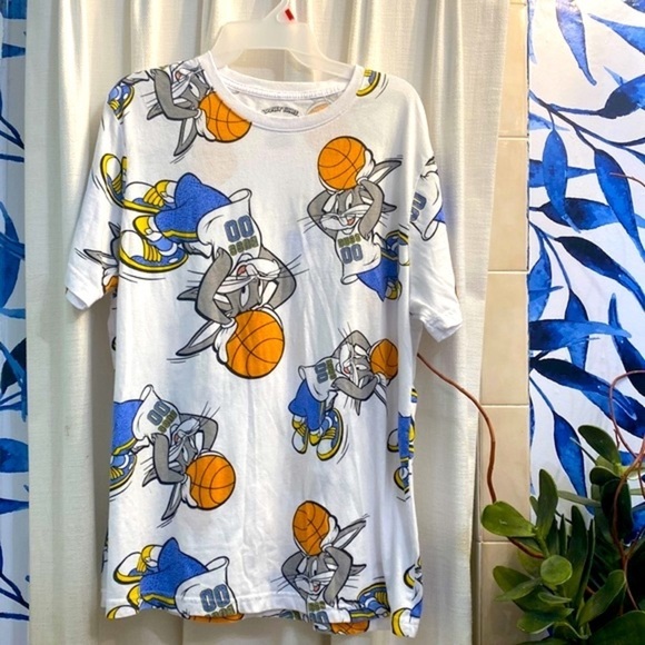 Men’s Vintage 90’s All-over print Bugs Bunny Space Jam Short Sleeve T-shirt XL - Picture 1 of 5
